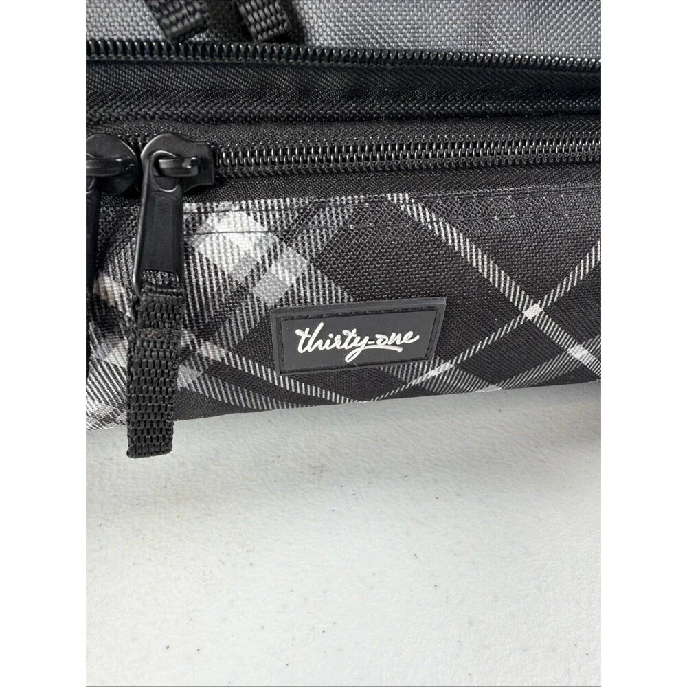 Thirty One Perfect Party Set Dual Thermal CASSEROLE CARRIER – Black White Plaid